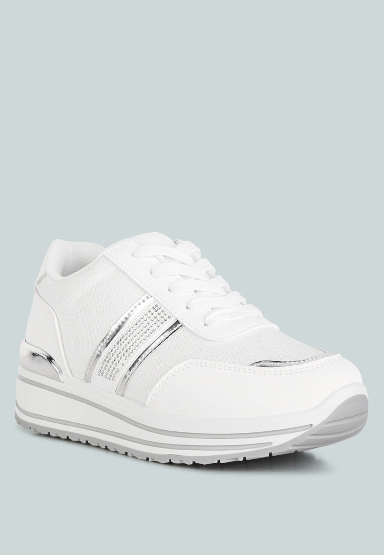 Mailys Metallic Panel Platform Sneakers - Glamourous Grace