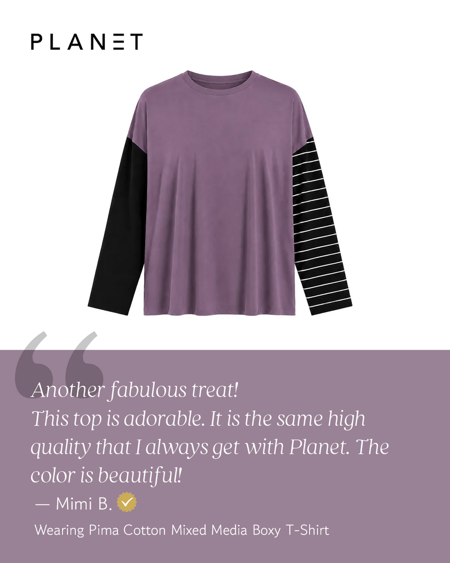 Pima Cotton Mixed Media Boxy T-Shirt - Capri - Glamourous Grace
