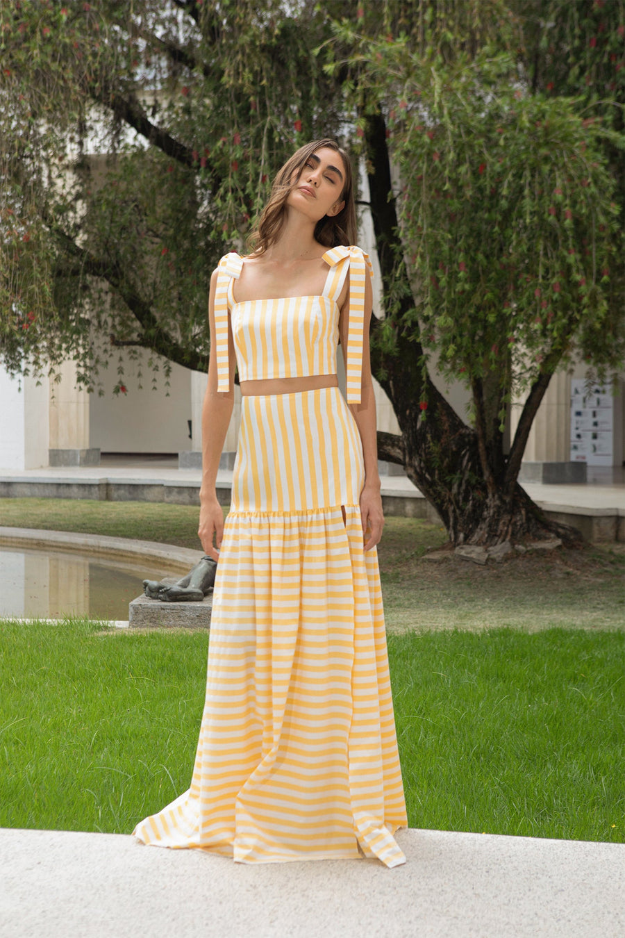TOLEDO SKIRT IN YELLOW STRIPES - Glamourous Grace