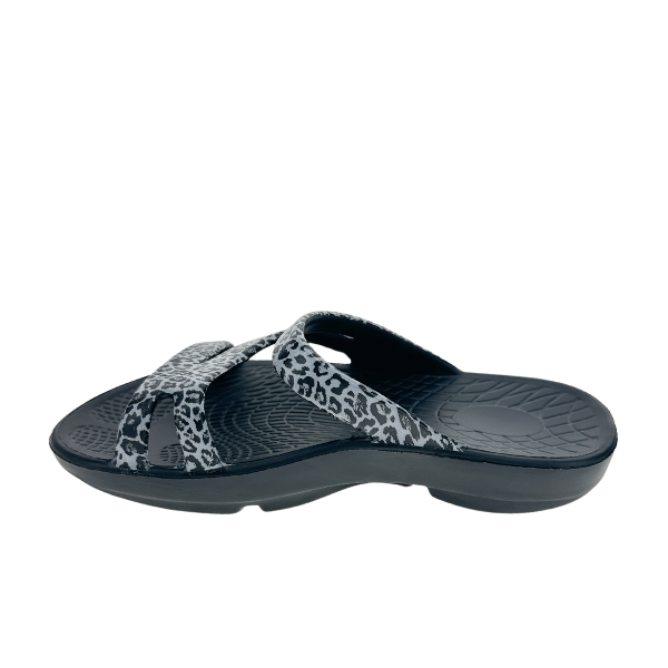 Sovella Active Recovery Sandals Women's PF Slide Black/Leopard - Glamourous Grace