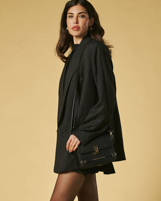 Mirella (black) - Italian calf leather women's crossbody bag (with shoulder strap) - Glamourous Grace
