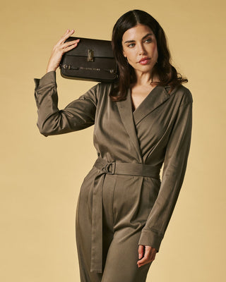 Mirella (dark brown) - Italian calf leather women's crossbody bag (with shoulder strap) - Glamourous Grace