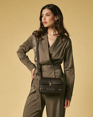 Mirella (dark brown) - Italian calf leather women's crossbody bag (with shoulder strap) - Glamourous Grace