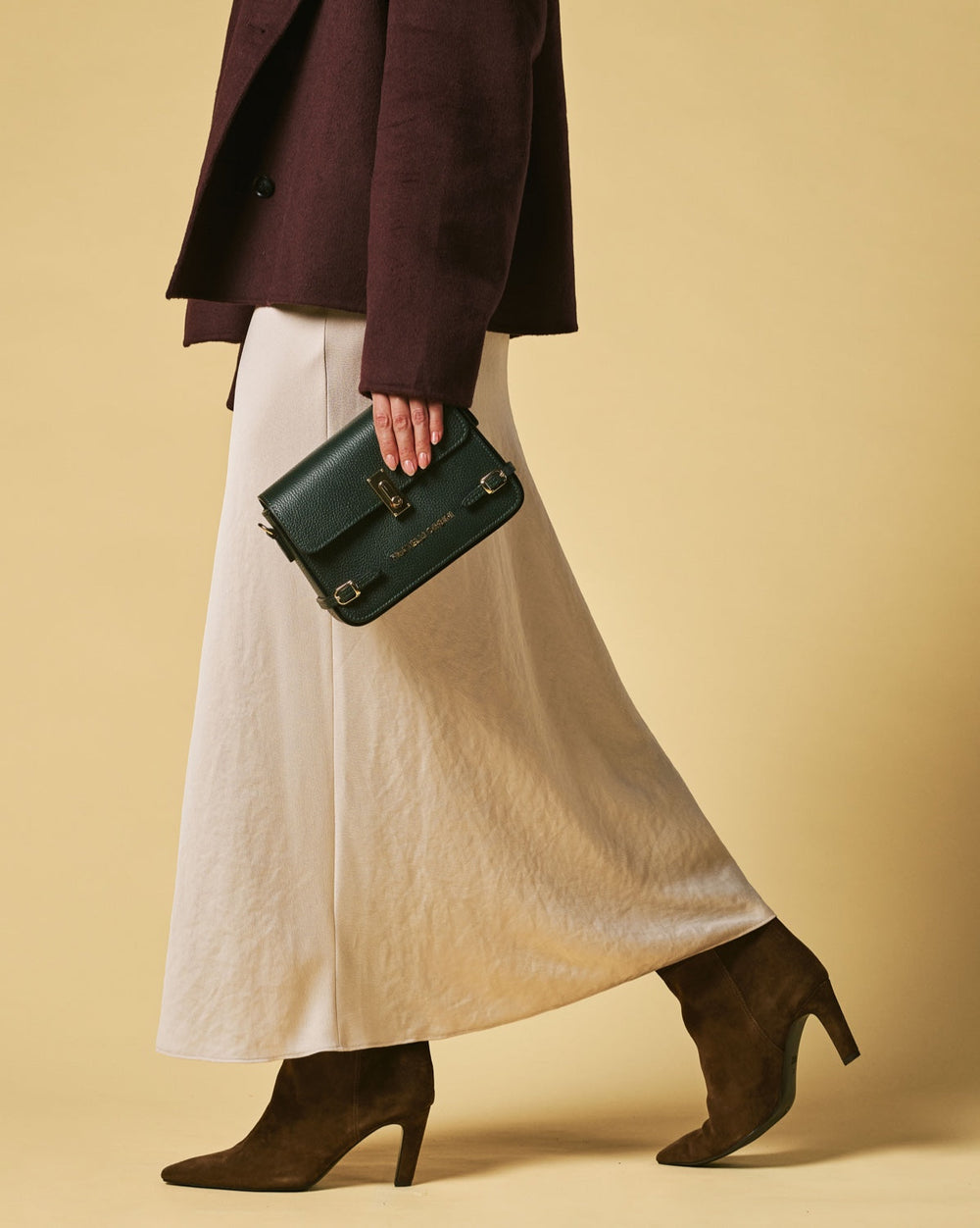 Mirella (green) - Italian calf leather women's crossbody bag (with shoulder strap) - Glamourous Grace
