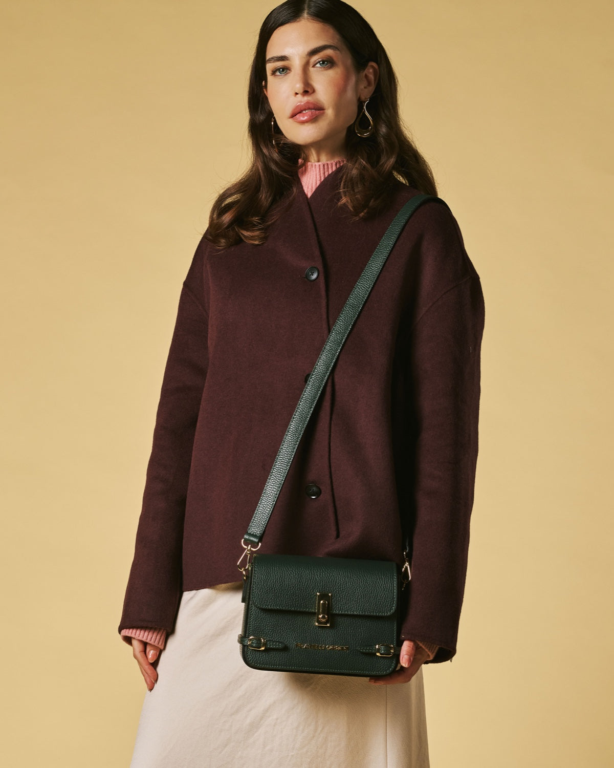 Mirella (green) - Italian calf leather women's crossbody bag (with shoulder strap) - Glamourous Grace