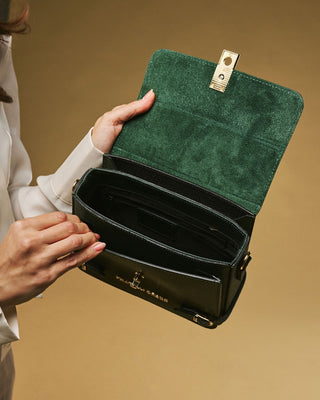 Mirella (green) - Italian calf leather women's crossbody bag (with shoulder strap) - Glamourous Grace