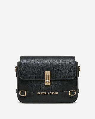 Mirella (black) - Italian calf leather women's crossbody bag (with shoulder strap) - Glamourous Grace