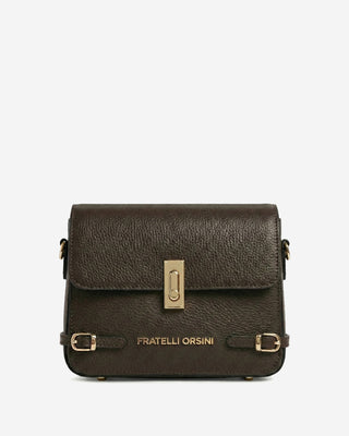 Mirella (dark brown) - Italian calf leather women's crossbody bag (with shoulder strap) - Glamourous Grace