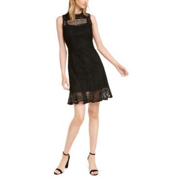 Betsey Johnson Petite Crochet-Lace Ruffled-Hem Dress, Size 12P - Glamourous Grace