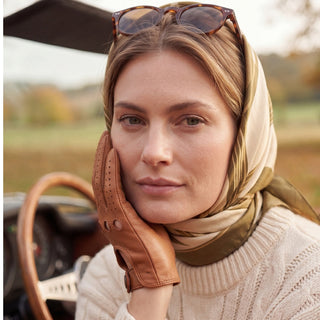 CD4378 (camel) - Women's sporty Italian leather driving gloves - Glamourous Grace