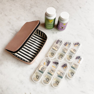 Large Pill Travel Case with Individual Daily Pill Organizer – Pink/Blush - Glamourous Grace