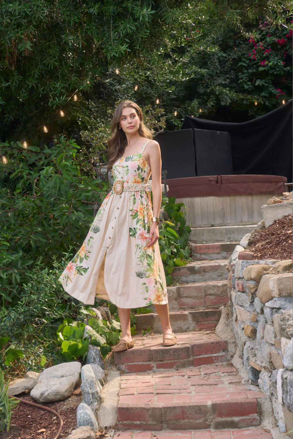 Blair Cream Multi Midi Dress - Glamourous Grace
