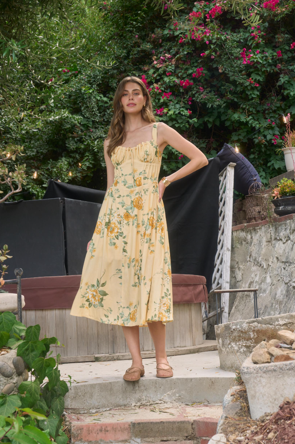 Katie Yellow Multi Midi Dress - Glamourous Grace