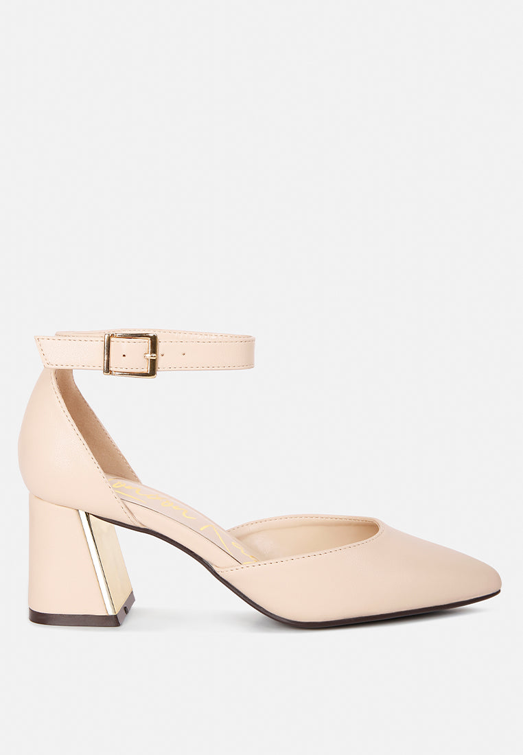 Myla Faux Leather Metallic Sling Heeled Sandals - Glamourous Grace