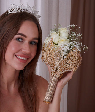 Gold Bouquet Holder, Gold Wedding Bouquet - Glamourous Grace