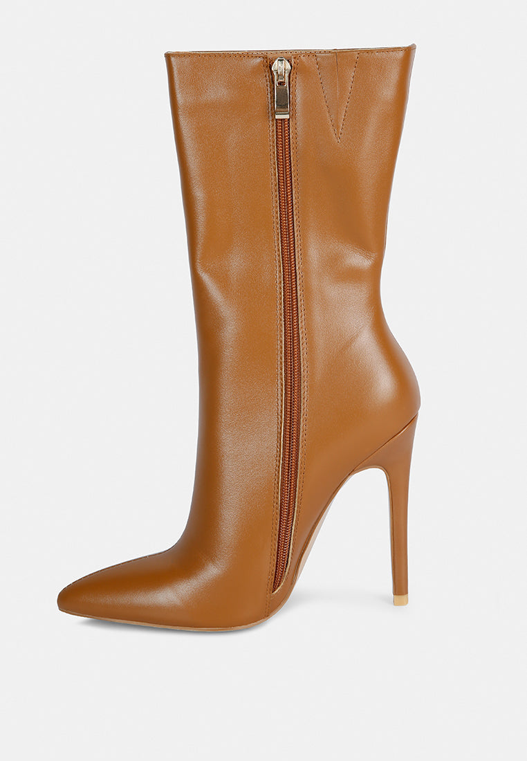 Over The Ankle Leather Stiletto Boot - Glamourous Grace