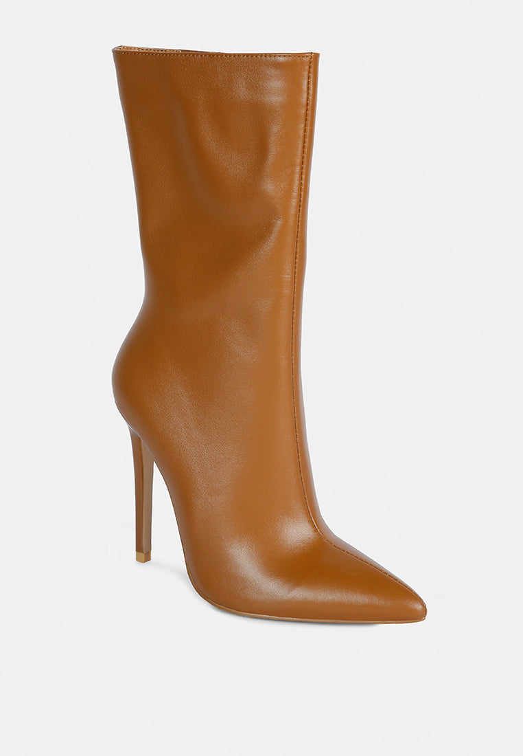Over The Ankle Leather Stiletto Boot - Glamourous Grace