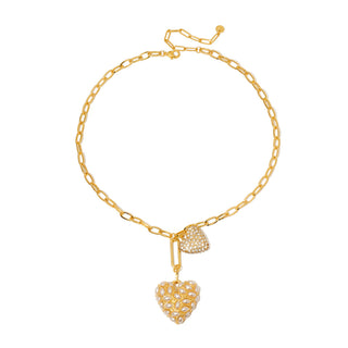 Double Take Pearl Heart Necklace - WATERPROOF