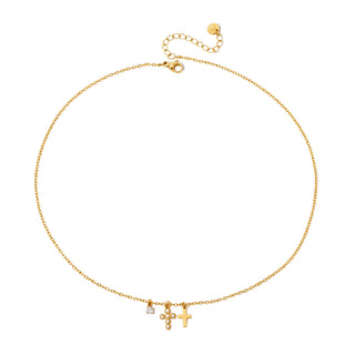 Petite Double Cross Necklace - WATERPROOF