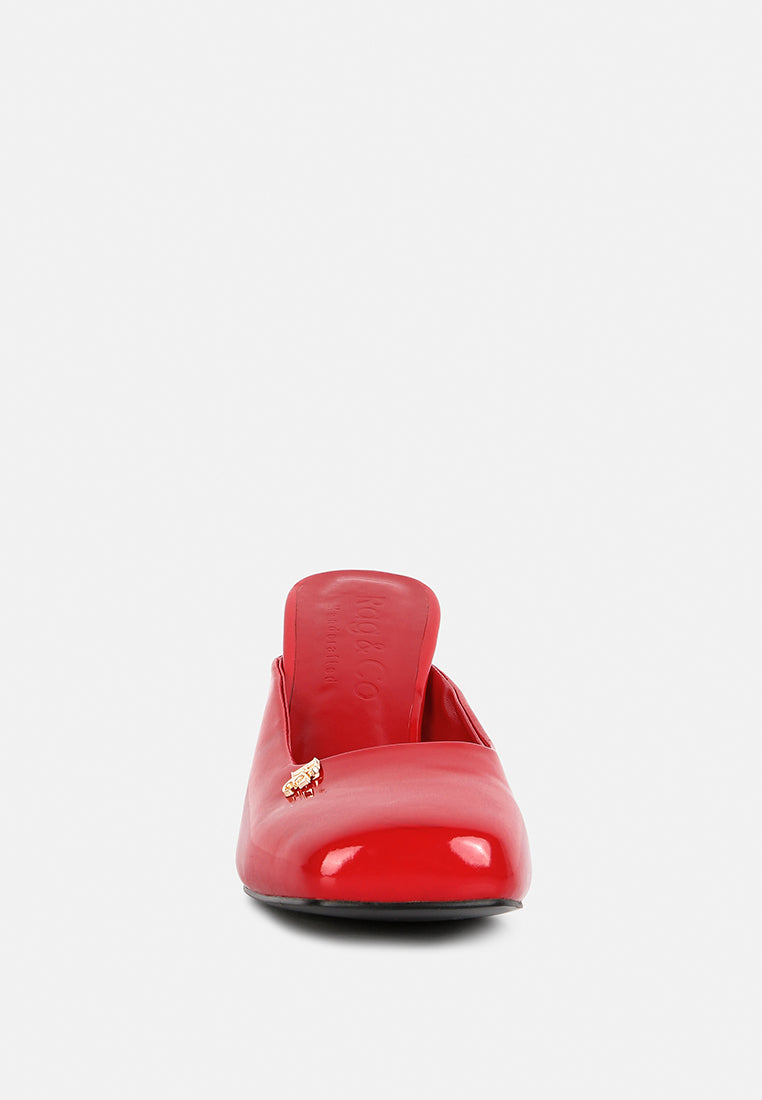 Neoplast Patent Pu Block Heeled Mules - Glamourous Grace