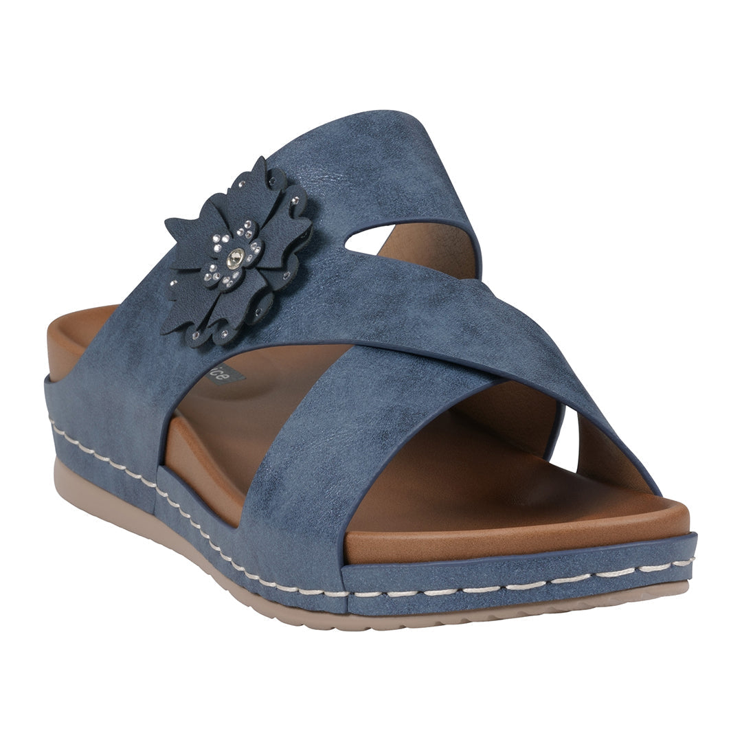 Women's Nessie Blue Flower Comfort Sandals - Glamourous Grace
