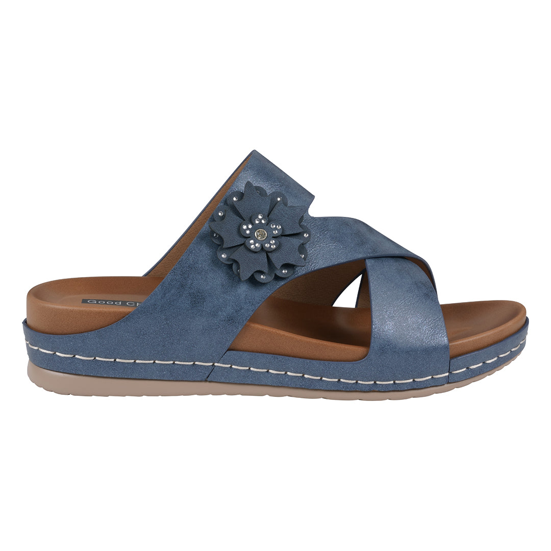 Women's Nessie Blue Flower Comfort Sandals - Glamourous Grace