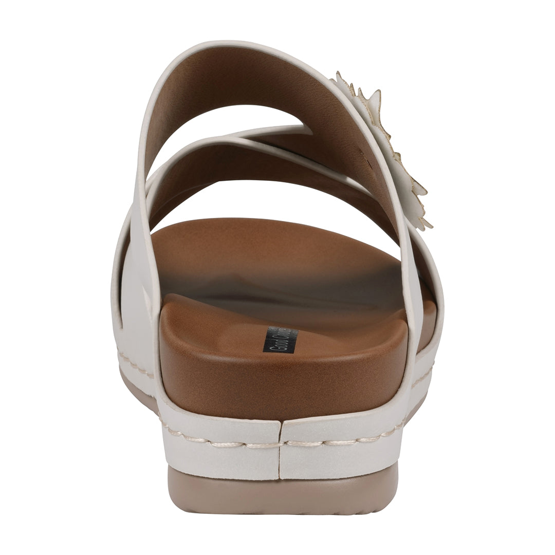 Women's Nessie White Flower Comfort Sandals - Glamourous Grace