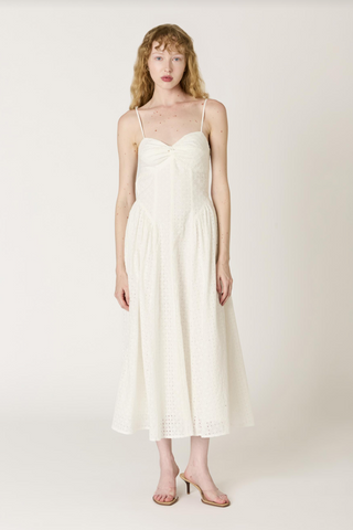 Destene White Eyelet Midi Dress - Glamourous Grace