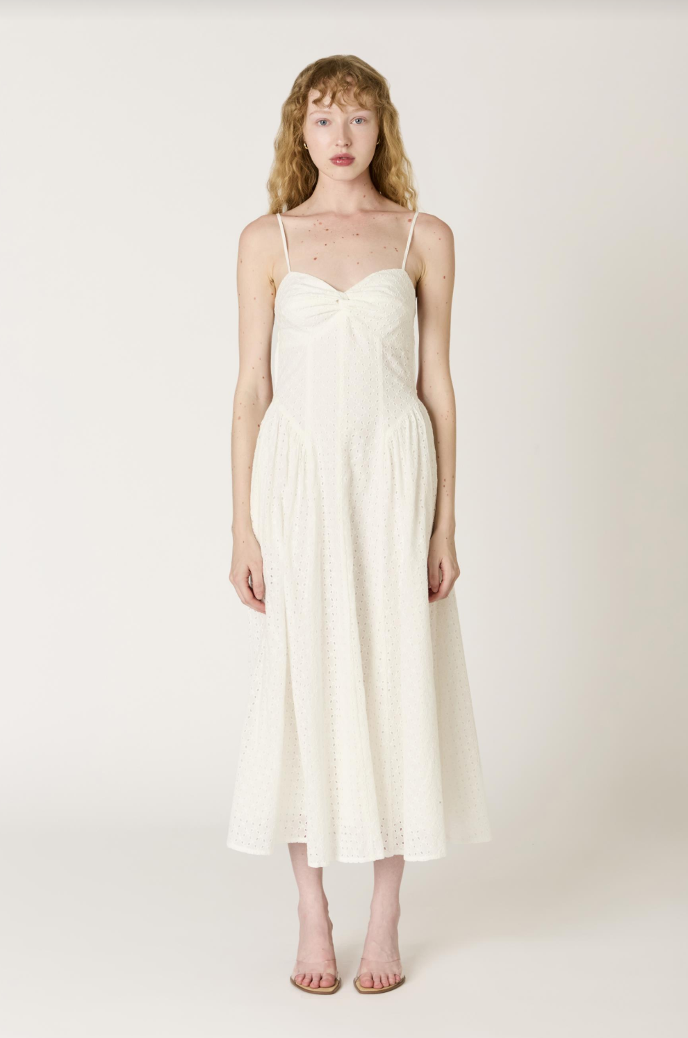 Destene White Eyelet Midi Dress - Glamourous Grace