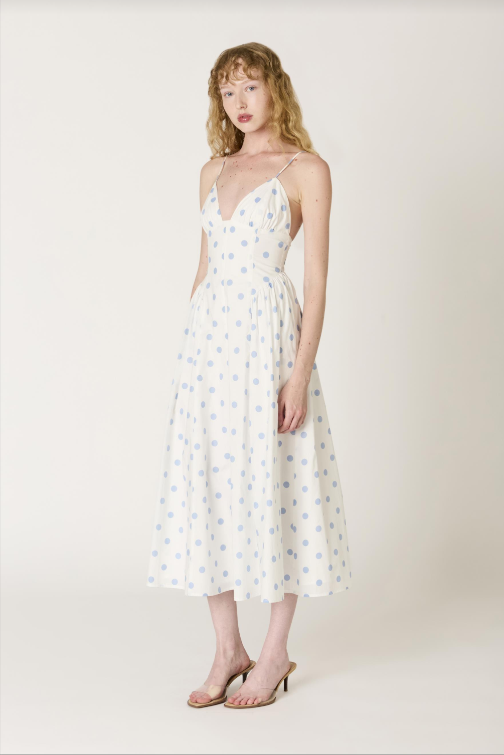 Sydney Polka Dot Sky Midi Dress - Glamourous Grace