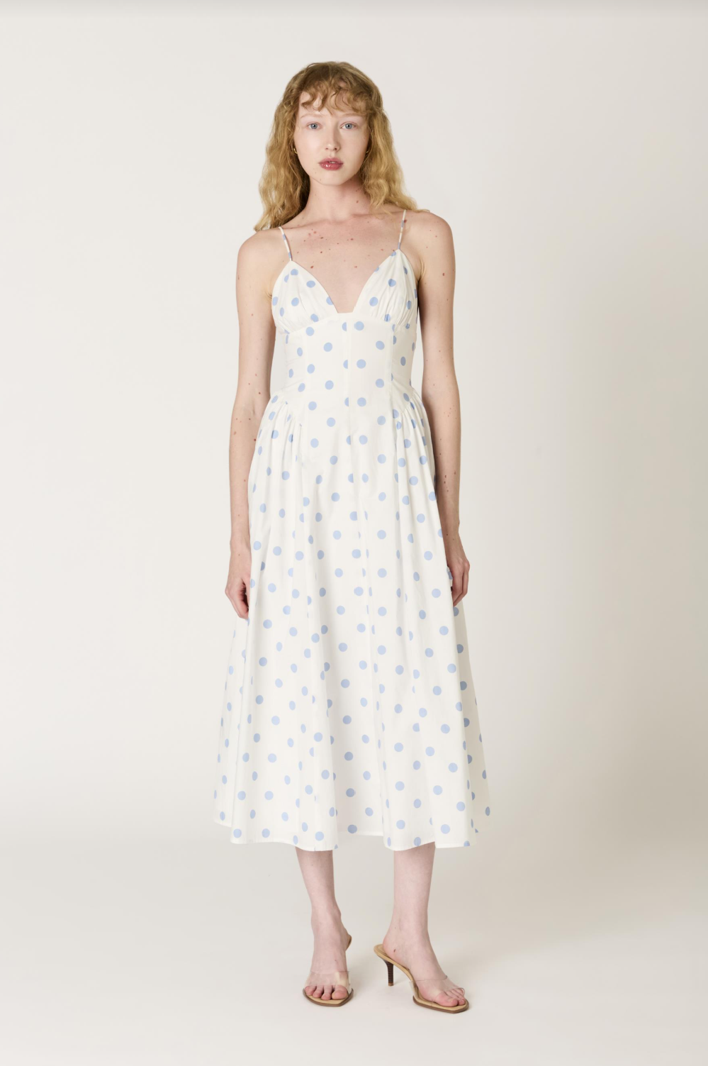 Sydney Polka Dot Sky Midi Dress - Glamourous Grace