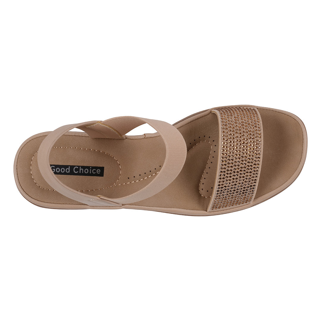 Women's Nia Natural Embellished Elastic Wedge Sandals - Glamourous Grace