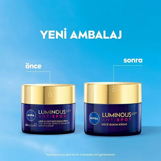 Nivea Luminous630 Anti-spot Night Face Cream - Thiamidol & Hyaluronic Acid for Dark Spot Correction & Hydration - Glamourous Grace