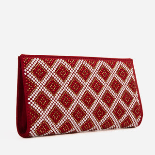 The Nampula Red Glitter Suede Leather Small Clutch