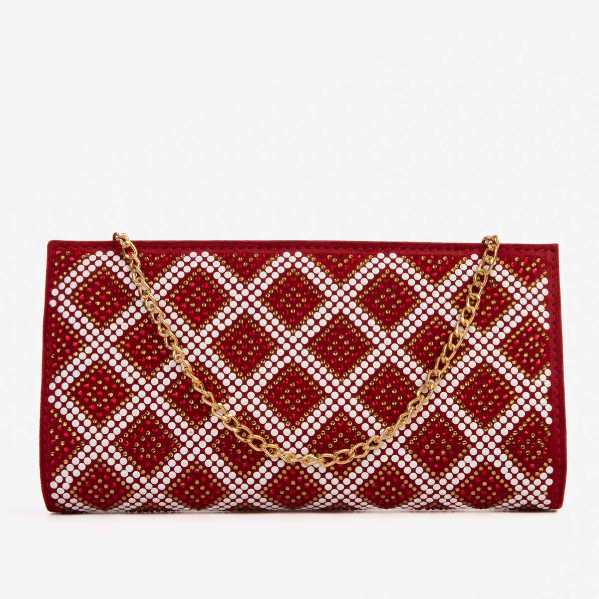 The Nampula Red Glitter Suede Leather Small Clutch
