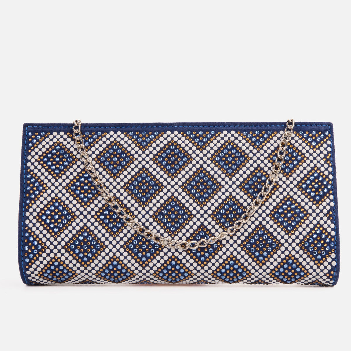 The Nampula Sax Blue Glitter Suede Leather Small Clutch