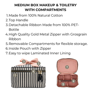 Medium Box Makeup & Toiletry with Insert Organizer – Striped - Glamourous Grace