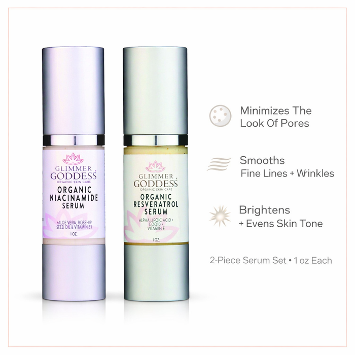 Organic Niacinamide + Resveratrol Serum Duo – Pore Refining & Brightening - Glamourous Grace