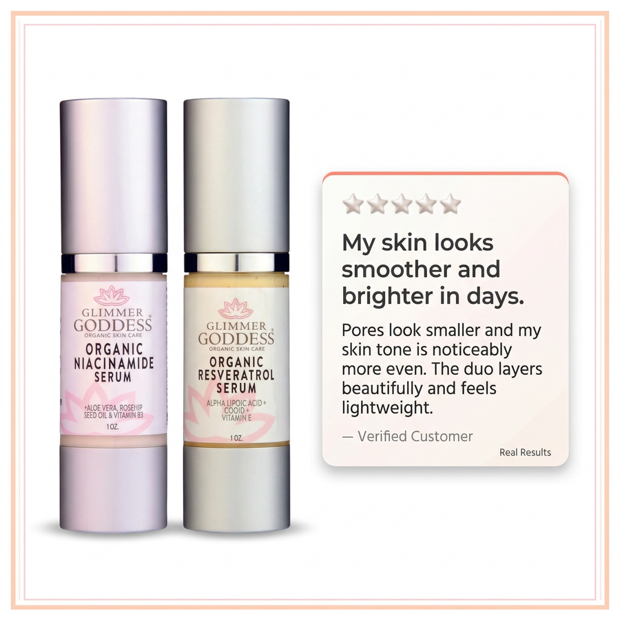 Organic Niacinamide + Resveratrol Serum Duo – Pore Refining & Brightening - Glamourous Grace