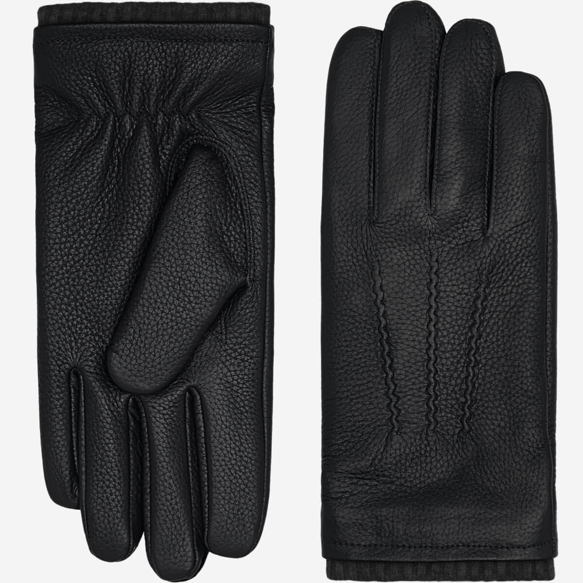 Noah (black) – Luxurious deerskin leather gloves with warm wool lining - Glamourous Grace