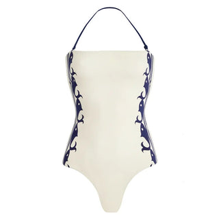 Swimsuit Navy Halter One Piece Swimsuit Set Women