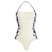 White Spaghetti Strap Halter One-Piece Swimsuit
