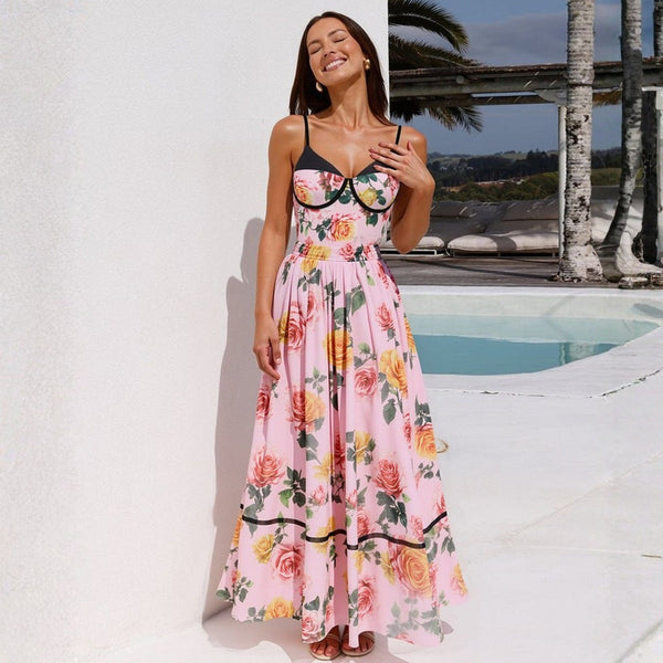 Swimsuit Pink Floral Sweet Seaside Vacation Swimsuit Set Women - Glamourous Grace