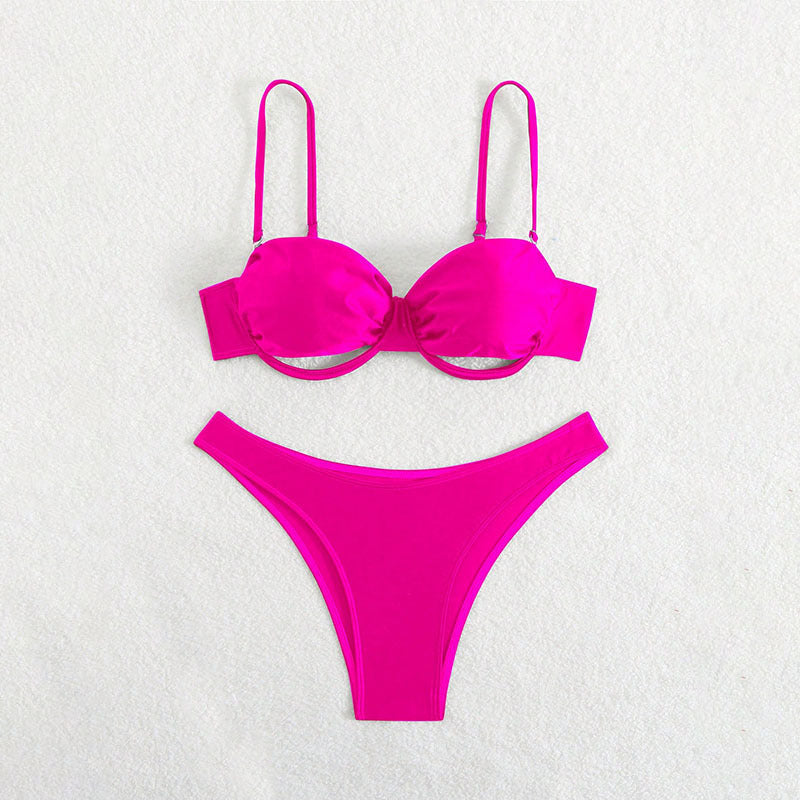 Solid Color Split Swimsuit Women Three Point Bikini Sexy Swimsuit Bikini - Glamourous Grace