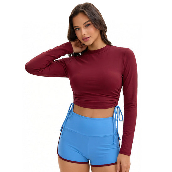 Swimsuit Women Split Long Sleeve Sunscreen Solid Color Conservative Two Piece Set Swimsuit - Glamourous Grace