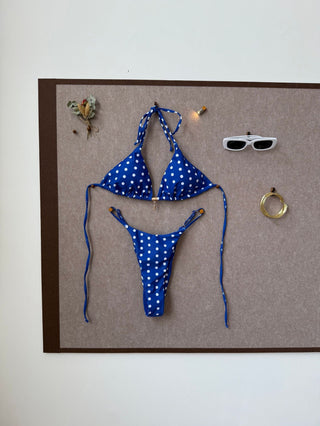 Sexy Strap Splicing Color Polka Dot Girl Vacation Bikini Split Swimsuit