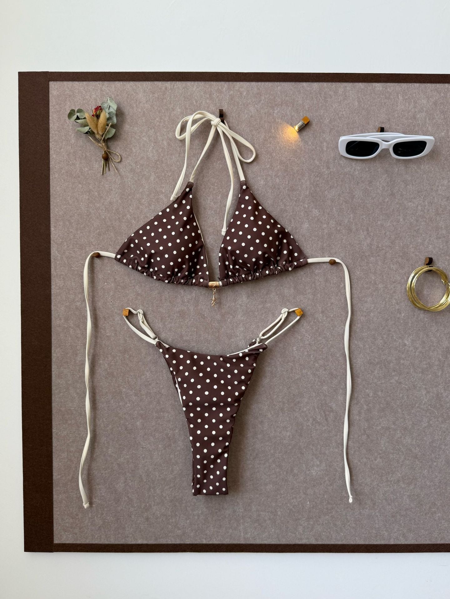 Sexy Strap Splicing Color Polka Dot Girl Vacation Bikini Split Swimsuit - Glamourous Grace