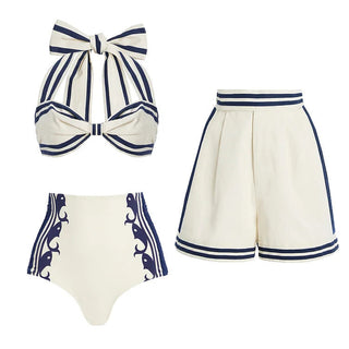 Swimsuit Navy Halter One Piece Swimsuit Set Women