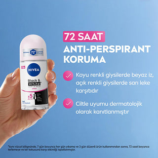 Nivea Women's Roll-On Deodorant Black & White Invisible Clear - Long Lasting Anti-Perspirant Protection - Glamourous Grace