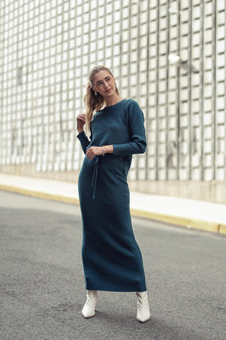 Sweater Rib Top- Teal